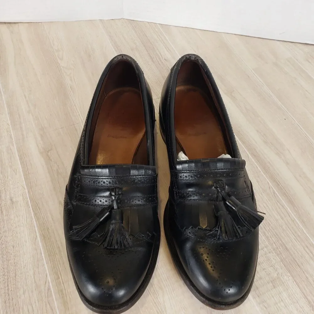 Allen Edmonds Bridgeton Shoes Mens 9.5B Black Leather Dress Tassels Loafers